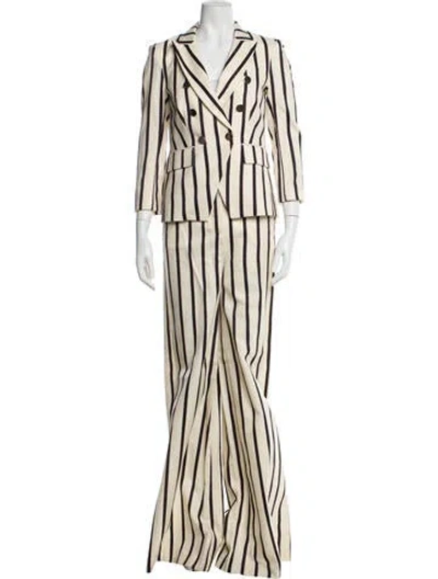 Pre-owned Veronica Beard Striped Pantsuit In Neutral