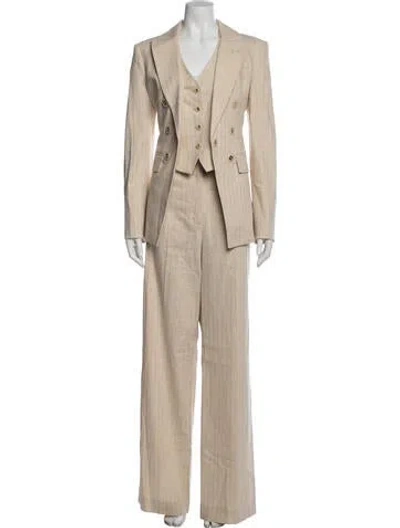 Pre-owned Veronica Beard Striped Pantsuit In Neutrals