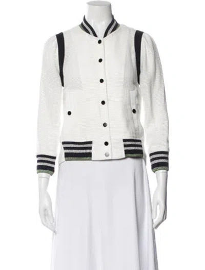 Pre-owned Veronica Beard Striped Performance Jacket In White