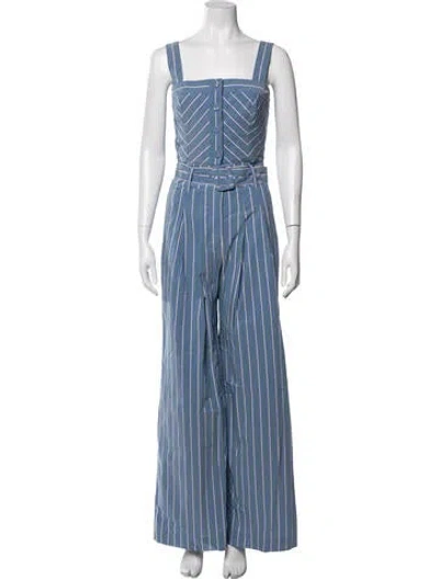 Pre-owned Veronica Beard Striped Pleated Accents Pantsuit In Blue