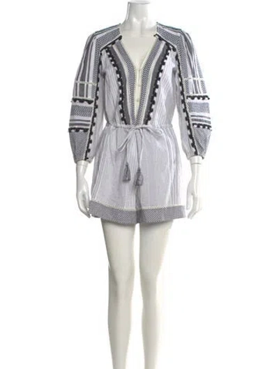 Pre-owned Veronica Beard Striped Plunge Neckline Romper In Multi