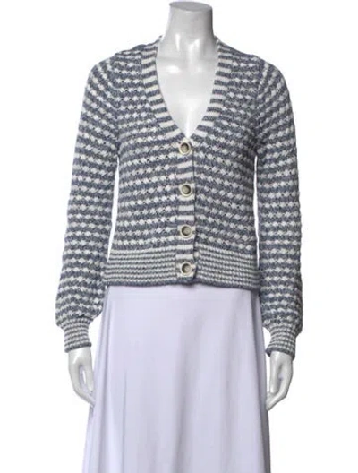 Pre-owned Veronica Beard Striped Plunge Neckline Sweater In Multi
