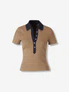 Veronica Beard Striped Ribbed Polo In Brown