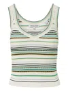 Veronica Beard Carlin Striped Ribbed-knit Tank In Green