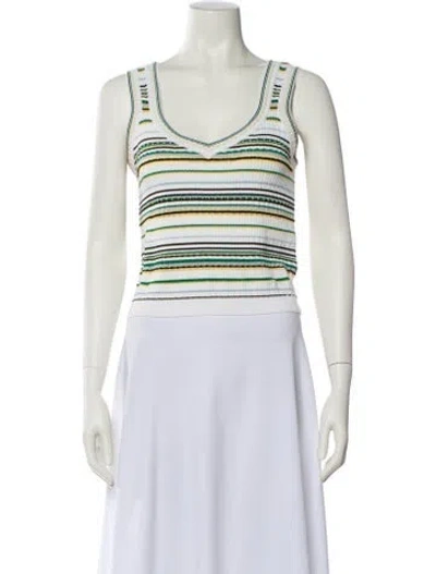 Pre-owned Veronica Beard Striped Scoop Neck Crop Top