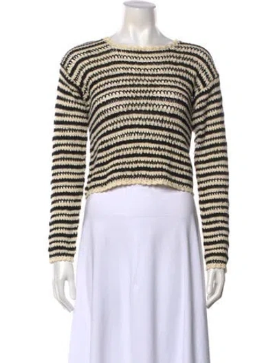 Pre-owned Veronica Beard Striped Scoop Neck Sweater In Black
