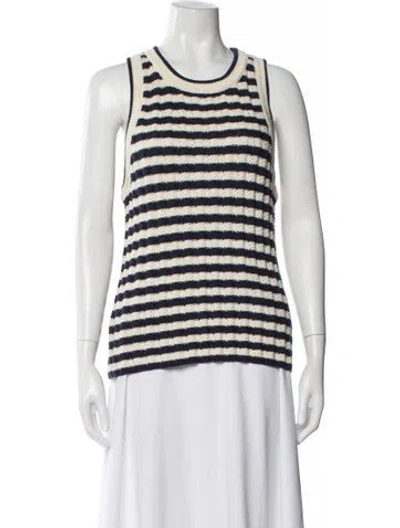 Pre-owned Veronica Beard Striped Scoop Neck Sweater In Blue