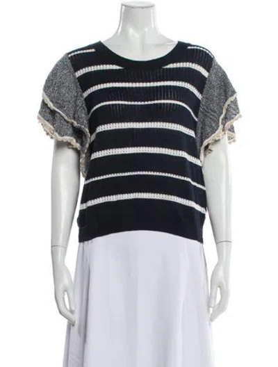 Pre-owned Veronica Beard Striped Scoop Neck Sweater In Blue