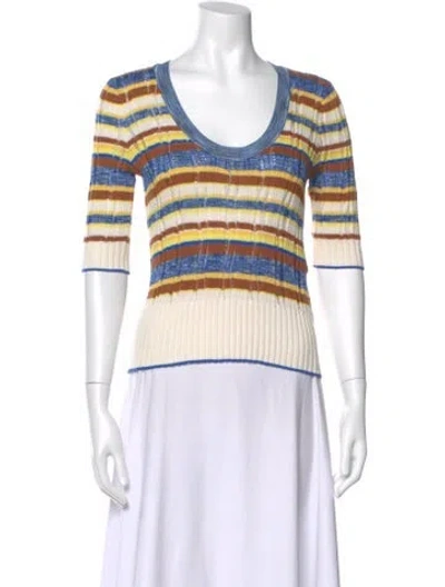 Pre-owned Veronica Beard Striped Scoop Neck Sweater In Blue