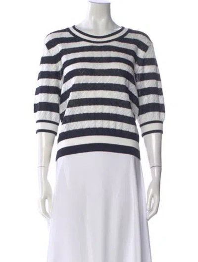 Pre-owned Veronica Beard Striped Scoop Neck Sweater In Blue