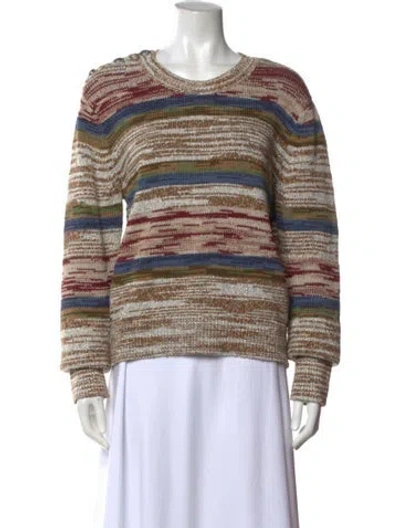Pre-owned Veronica Beard Striped Scoop Neck Sweater In Brown