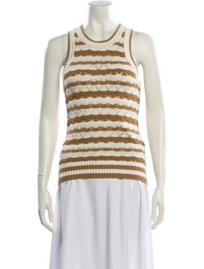 Pre-owned Veronica Beard Striped Scoop Neck Sweater In Brown