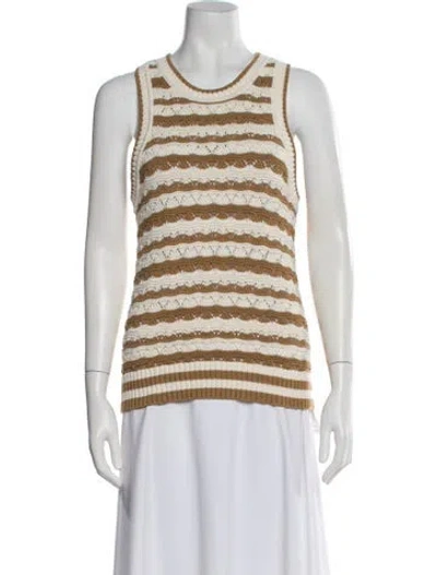 Pre-owned Veronica Beard Striped Scoop Neck Sweater In Brown