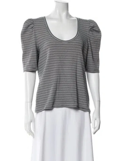 Pre-owned Veronica Beard Striped Scoop Neck Sweater In Gray