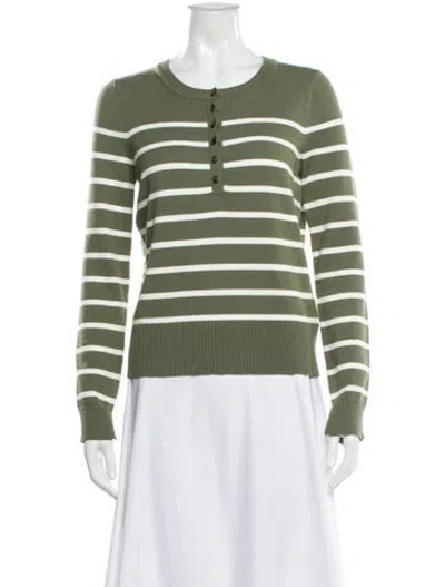 Pre-owned Veronica Beard Striped Scoop Neck Sweater In Green