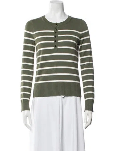 Pre-owned Veronica Beard Striped Scoop Neck Sweater In Green