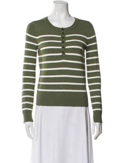 Pre-owned Veronica Beard Striped Scoop Neck Sweater In Green