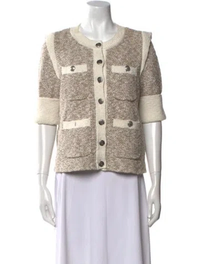 Pre-owned Veronica Beard Striped Scoop Neck Sweater In Neutral