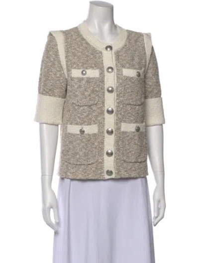 Pre-owned Veronica Beard Striped Scoop Neck Sweater In Neutral