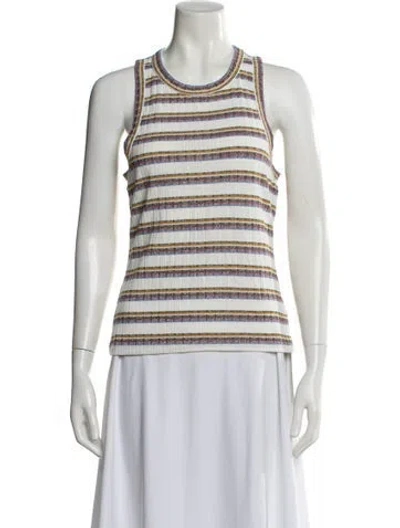 Pre-owned Veronica Beard Striped Scoop Neck Sweater W/ Tags In White