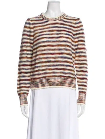 Pre-owned Veronica Beard Striped Scoop Neck Sweater In White