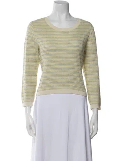 Pre-owned Veronica Beard Striped Scoop Neck Sweater In Yellow