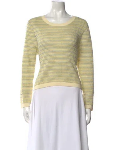 Pre-owned Veronica Beard Striped Scoop Neck Sweater In Yellow