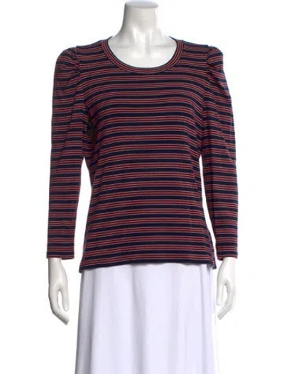 Pre-owned Veronica Beard Striped Scoop Neck Sweatshirt In Blue
