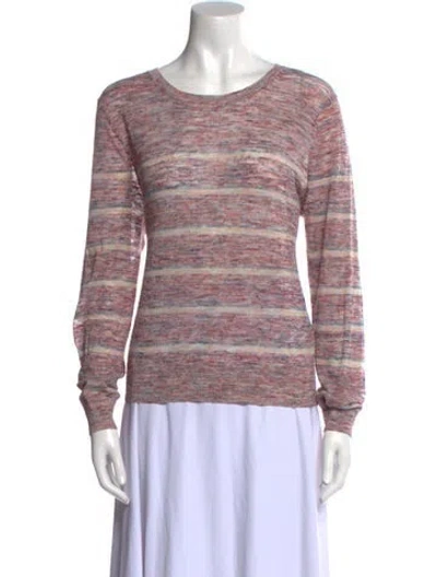 Pre-owned Veronica Beard Striped Scoop Neck Sweatshirt In Purple