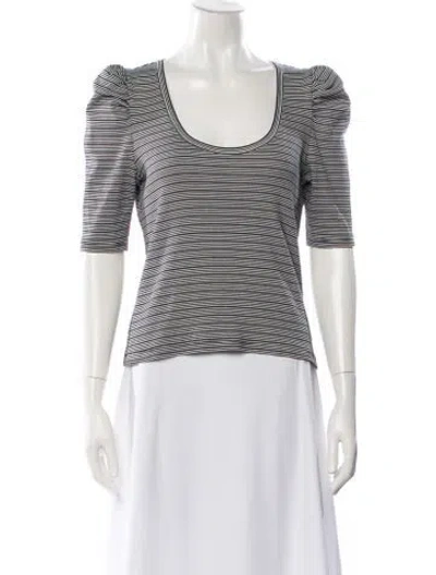 Pre-owned Veronica Beard Striped Scoop Neck Top In Black