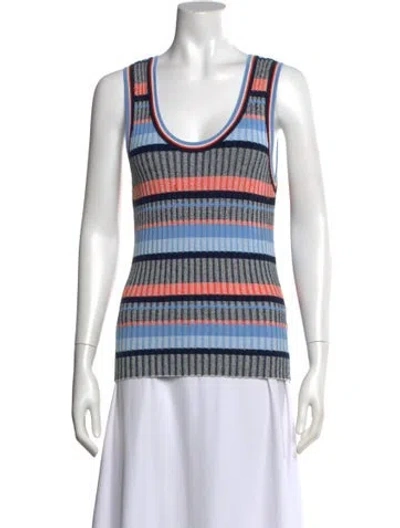 Pre-owned Veronica Beard Striped Scoop Neck Top In Blue