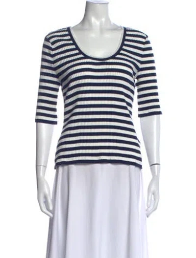 Pre-owned Veronica Beard Striped Scoop Neck Top In Blue