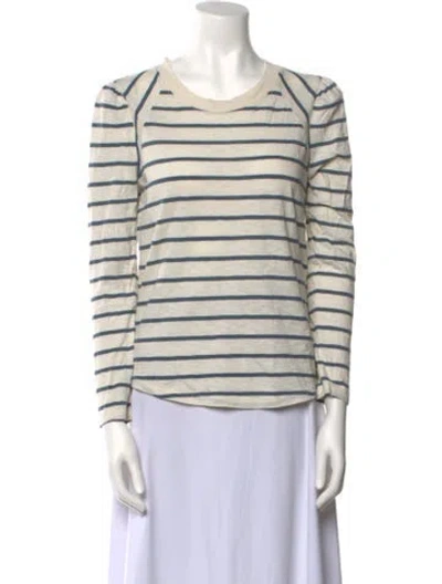 Pre-owned Veronica Beard Striped Scoop Neck Top In Neutral