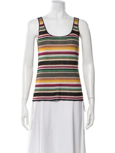 Pre-owned Veronica Beard Striped Scoop Neck Top In Neutral
