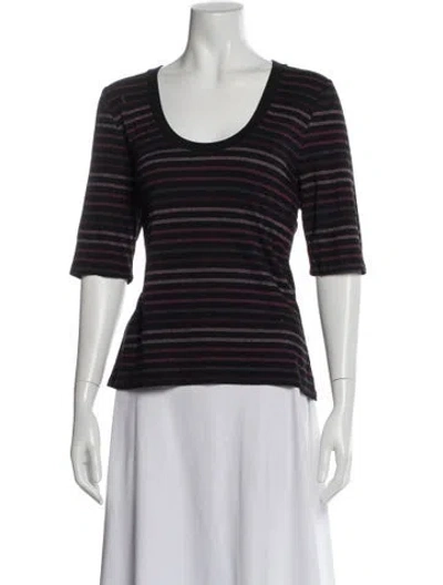 Pre-owned Veronica Beard Striped Scoop Neck Top In Purple