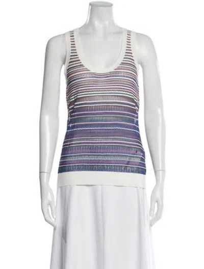 Pre-owned Veronica Beard Striped Scoop Neck Top In Purple