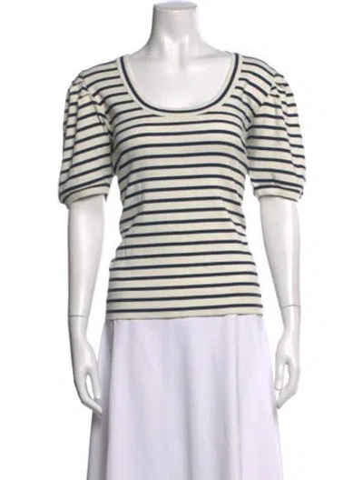 Pre-owned Veronica Beard Striped Scoop Neck Top W/ Tags In Blue