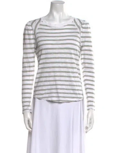 Pre-owned Veronica Beard Striped Scoop Neck Top In White