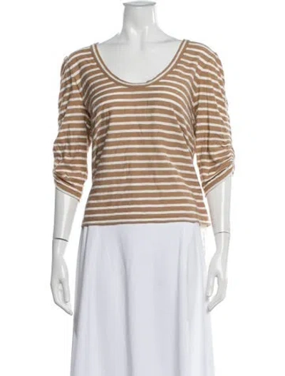 Pre-owned Veronica Beard Striped Scoop Neck Top In White