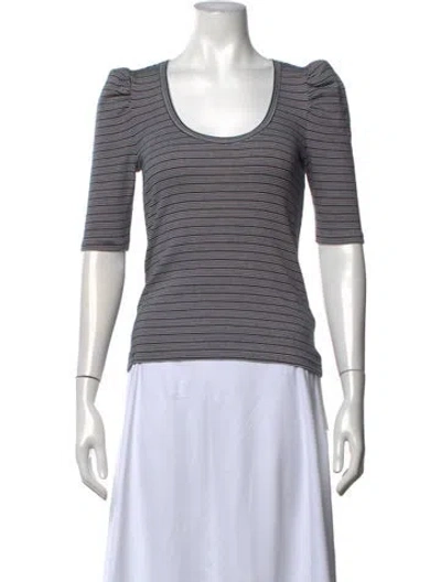 Pre-owned Veronica Beard Striped Scoop Neck T-shirt In Blue/white