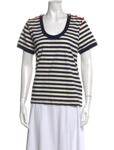 Pre-owned Veronica Beard Striped Scoop Neck T-shirt In Multi
