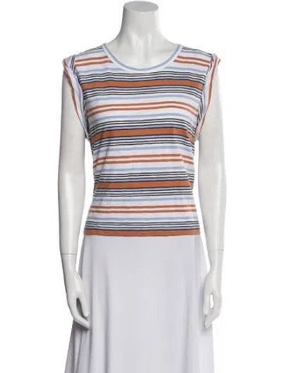 Pre-owned Veronica Beard Striped Scoop Neck T-shirt In Neutral