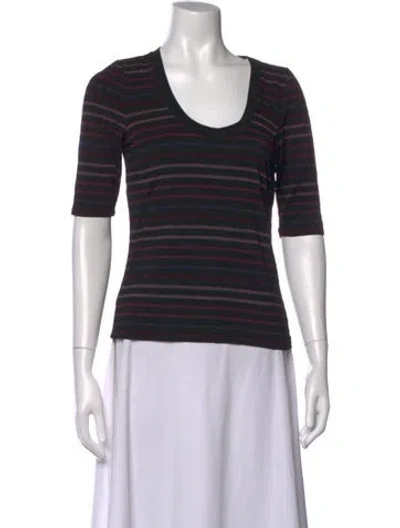 Pre-owned Veronica Beard Striped Scoop Neck T-shirt In Purple