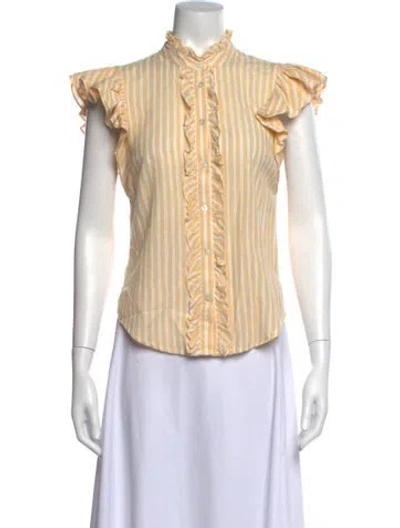 Pre-owned Veronica Beard Striped Short Sleeve Blouse In Multi