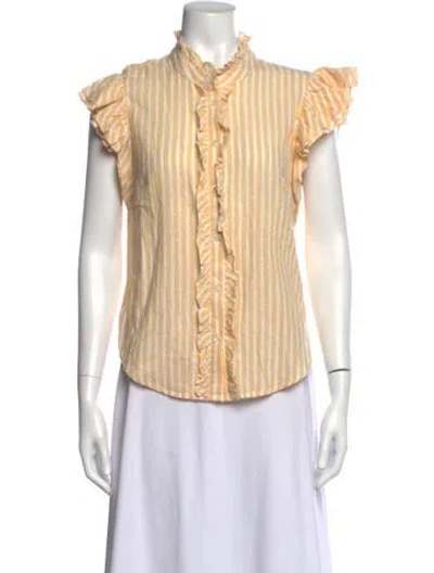 Pre-owned Veronica Beard Striped Short Sleeve Blouse In Multi