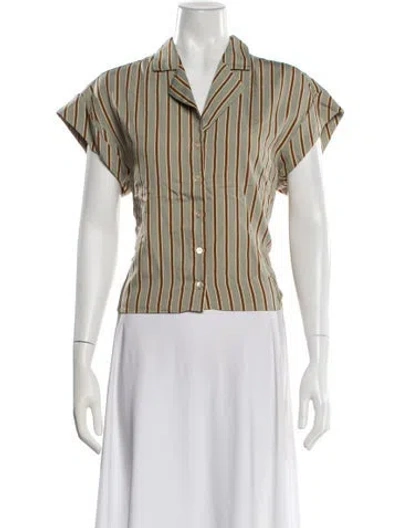 Pre-owned Veronica Beard Striped Short Sleeve Button-up Top In Multi