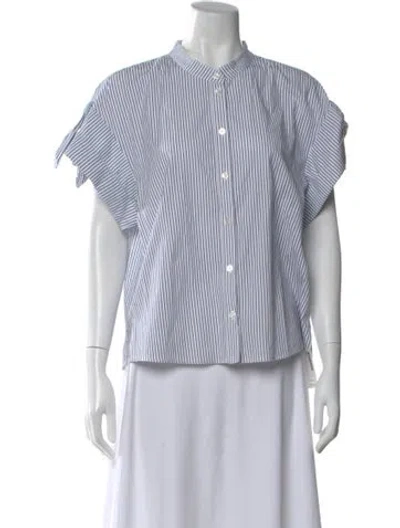 Pre-owned Veronica Beard Striped Short Sleeve Button-up Top In Multi