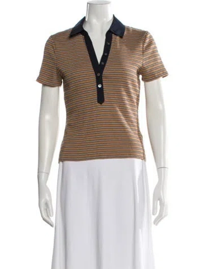 Pre-owned Veronica Beard Striped Short Sleeve Polo In Multi