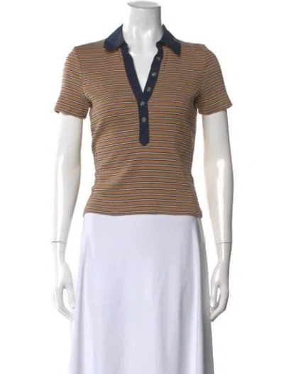 Pre-owned Veronica Beard Striped Short Sleeve Polo In Multi