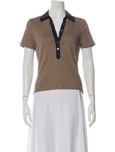 Pre-owned Veronica Beard Striped Short Sleeve Polo In Multicolor